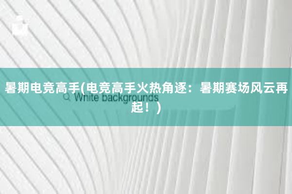 暑期电竞高手(电竞高手火热角逐：暑期赛场风云再起！)