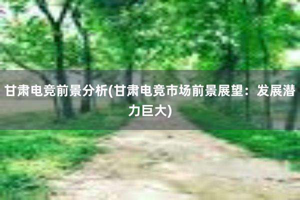 甘肃电竞前景分析(甘肃电竞市场前景展望：发展潜力巨大)