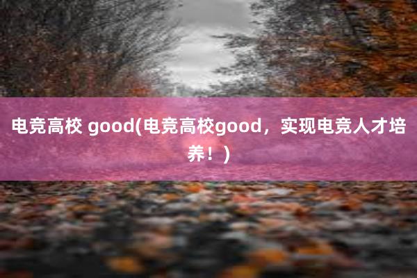 电竞高校 good(电竞高校good，实现电竞人才培养！)